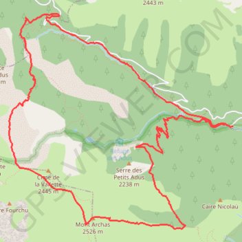 Trace GPS Mont Archas par les cols de Salese et d'Adus, itinéraire, parcours
