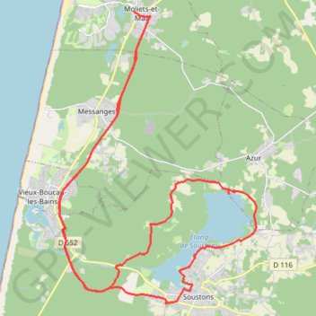 Trace GPS Moliets - Tour du lac de Soustons, itinéraire, parcours