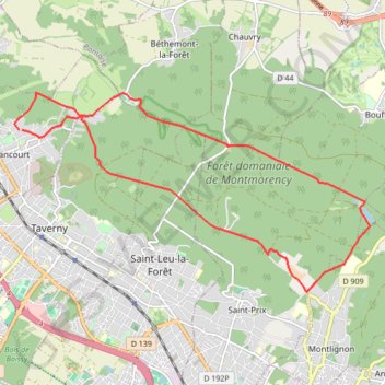 Trace GPS Itinéraire en forêt de Montmorency - Bessancourt, itinéraire, parcours