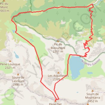 Trace GPS Pène det Pouri depuis le Chiroulet, itinéraire, parcours
