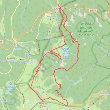 Trace GPS Le sentier des roches et la traversée du Frankenthal, itinéraire, parcours