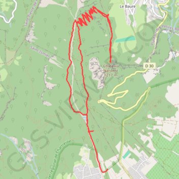 Trace GPS Col de Baure et Château Nardent, itinéraire, parcours