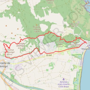 Trace GPS Boucle Siera de Montgri, itinéraire, parcours