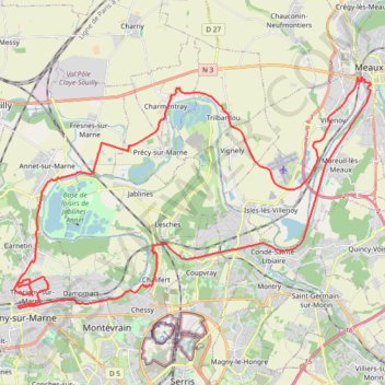 Trace GPS Meaux par le canal de l'Ourcq, itinéraire, parcours