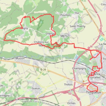 Trace GPS Pouillon Trigny, itinéraire, parcours