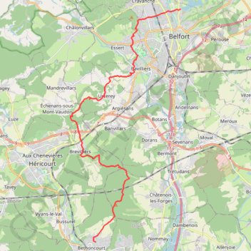 Trace GPS Belfort - Bethoncourt, itinéraire, parcours