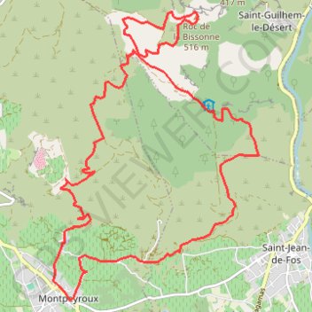 Trace GPS Montpeyroux - Castellas - Brunan, itinéraire, parcours