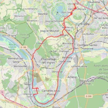 Trace GPS Boucle Seine via Triel, itinéraire, parcours