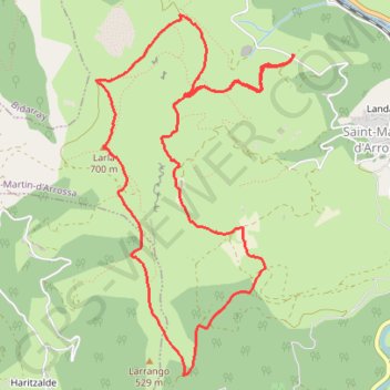 Trace GPS Sommet de Larla en boucle de Saint-Martin-d'Arrossa, itinéraire, parcours