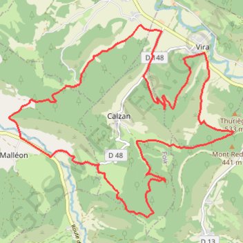 Trace GPS Malleon - Vira - Calzan, itinéraire, parcours