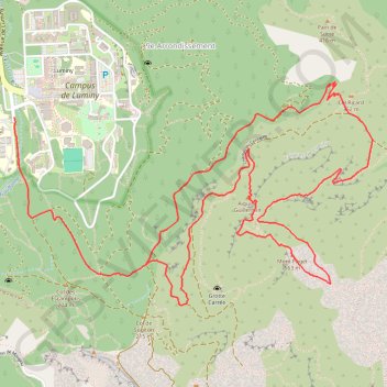 Trace GPS La Croix du Puget depuis Luminy, itinéraire, parcours