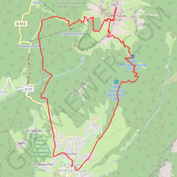 Trace GPS Chamechaude - Boucle depuis Le Sappey, itinéraire, parcours
