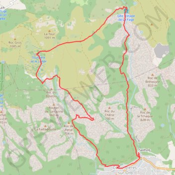 Trace GPS Colombieres - Vire de la Roque Rouge, itinéraire, parcours
