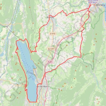 Trace GPS Tour du Lac du Bourget depuis Annecy, itinéraire, parcours