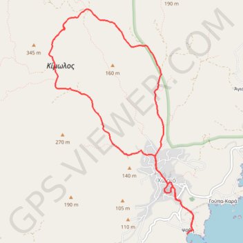 Trace GPS L'île de Kimolos, itinéraire, parcours