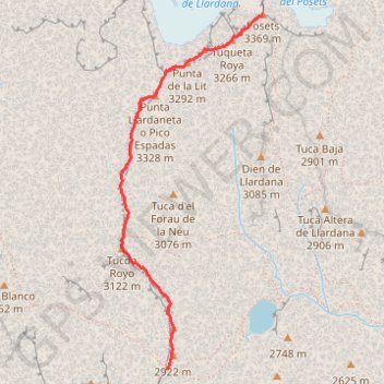 Trace GPS posets_espadas, itinéraire, parcours