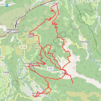 Trace GPS Sous le Canigou Vernet-les-Bains, itinéraire, parcours