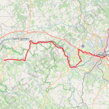Trace GPS V 93 Limoges - Rochechouart, itinéraire, parcours