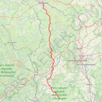 Trace GPS Voyage itinérant Sète-Montluçon, itinéraire, parcours