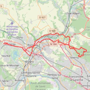 Trace GPS Cergy-Montmorency, itinéraire, parcours