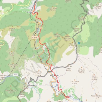 Trace GPS Airole-Breil, itinéraire, parcours