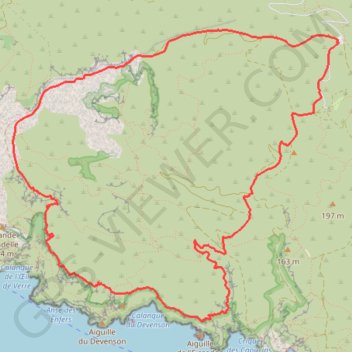 Trace GPS Traversée du Cap Gros par les Falaises du Devenson depuis le Col de la Gardiole, itinéraire, parcours