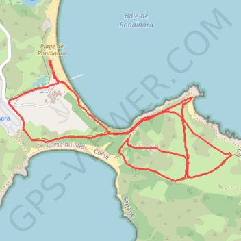 Trace GPS Baie de Rondinara, itinéraire, parcours