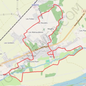 Trace GPS Val de Loire, Suèvres, circuit des oulins, itinéraire, parcours