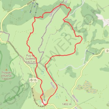 Trace GPS Aubrac - Puy de Gudette (15.3km, D+487m), itinéraire, parcours