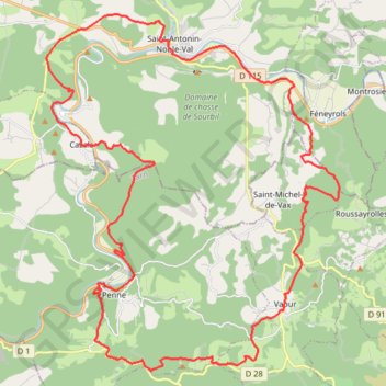 Trace GPS Circuit des Gorges de l'Aveyron et des Causses - Penne, itinéraire, parcours