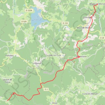 Trace GPS Les Brenets Alligny en Morvan 3, itinéraire, parcours