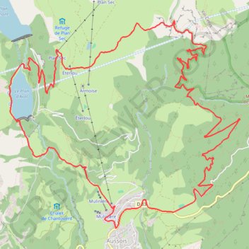 Trace GPS Aussois - Plan d'Aval, itinéraire, parcours