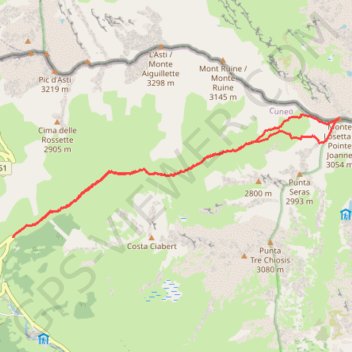 Trace GPS Pointe Joanne ou Cime de la Losetta, itinéraire, parcours