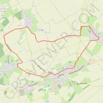 Trace GPS Avesnes-le-Comte, Noyelle-Vion, Manin, Beaufort-Blavincourt, itinéraire, parcours
