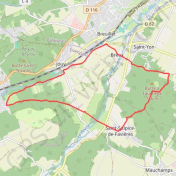 Trace GPS Saint-Sulpice-de-Favières - Boucle Miragaudon, itinéraire, parcours