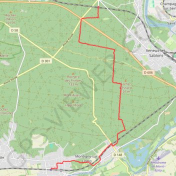 Trace GPS De Thomery à Montigny-sur-Loing, itinéraire, parcours