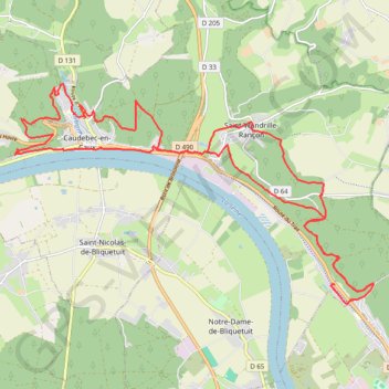 Trace GPS Sortie Caudebec–en-Caux, itinéraire, parcours