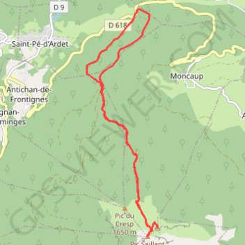 Trace GPS Col des ares - Pic du Gar, itinéraire, parcours