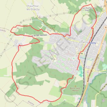 Trace GPS Marche nordique autour d'Etréchy, itinéraire, parcours
