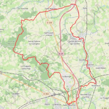 Trace GPS Forêt de mezieres, saint-marceau, montbizot, itinéraire, parcours