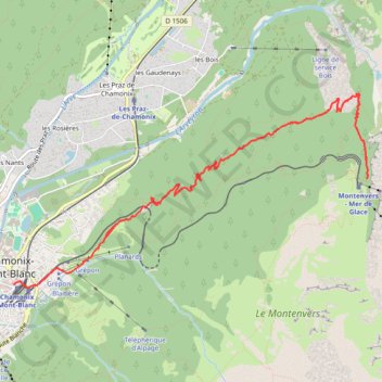 Trace GPS Circuit de la Mer de Glace - Chamonix-Mont-Blanc, itinéraire, parcours