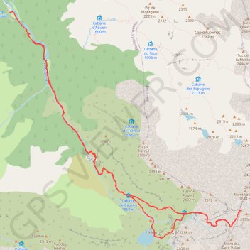 Trace GPS Le Mont Valier du Pla de la Lau, itinéraire, parcours