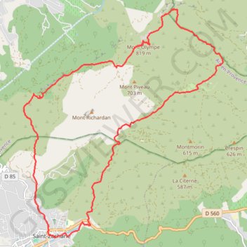 Trace GPS Saint Jean du Puy - Mont Olympe en traversée, itinéraire, parcours