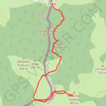 Trace GPS Elhorriko Kaskoa, itinéraire, parcours
