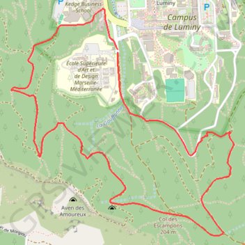 Trace GPS Luminy Boucle du col de Sugiton, itinéraire, parcours
