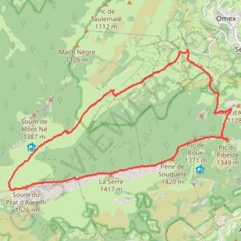 Trace GPS Crête du Pibeste, itinéraire, parcours