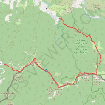 Trace GPS Puig dels Quatre Termes en traversée du col de l'Ullat à La Farga, itinéraire, parcours