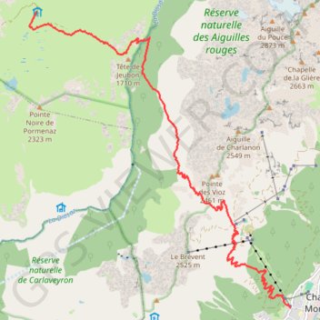 Trace GPS Moede Anterne Chamonix, itinéraire, parcours