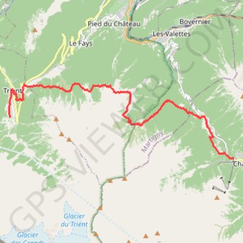 Trace GPS TMB-j7, de La Fouly au gîte du Peuty, itinéraire, parcours