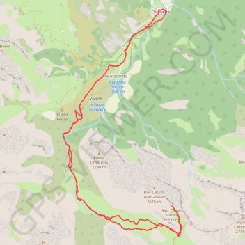 Trace GPS Bric Cassin Sud-Est (Val Maira - Italie), itinéraire, parcours
